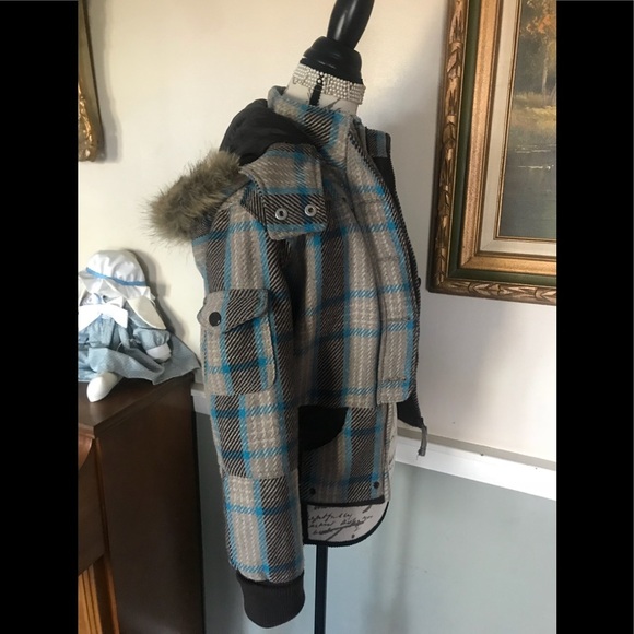 💙 Rare Vintage Y2K  DEB Wool Faux Fur Collar Coat Size M ‼️FINAL SALE - Picture 8 of 12